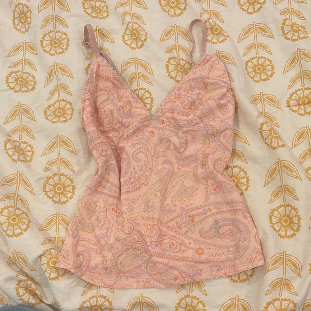 Urban outfitters fitted pink patterned tank top